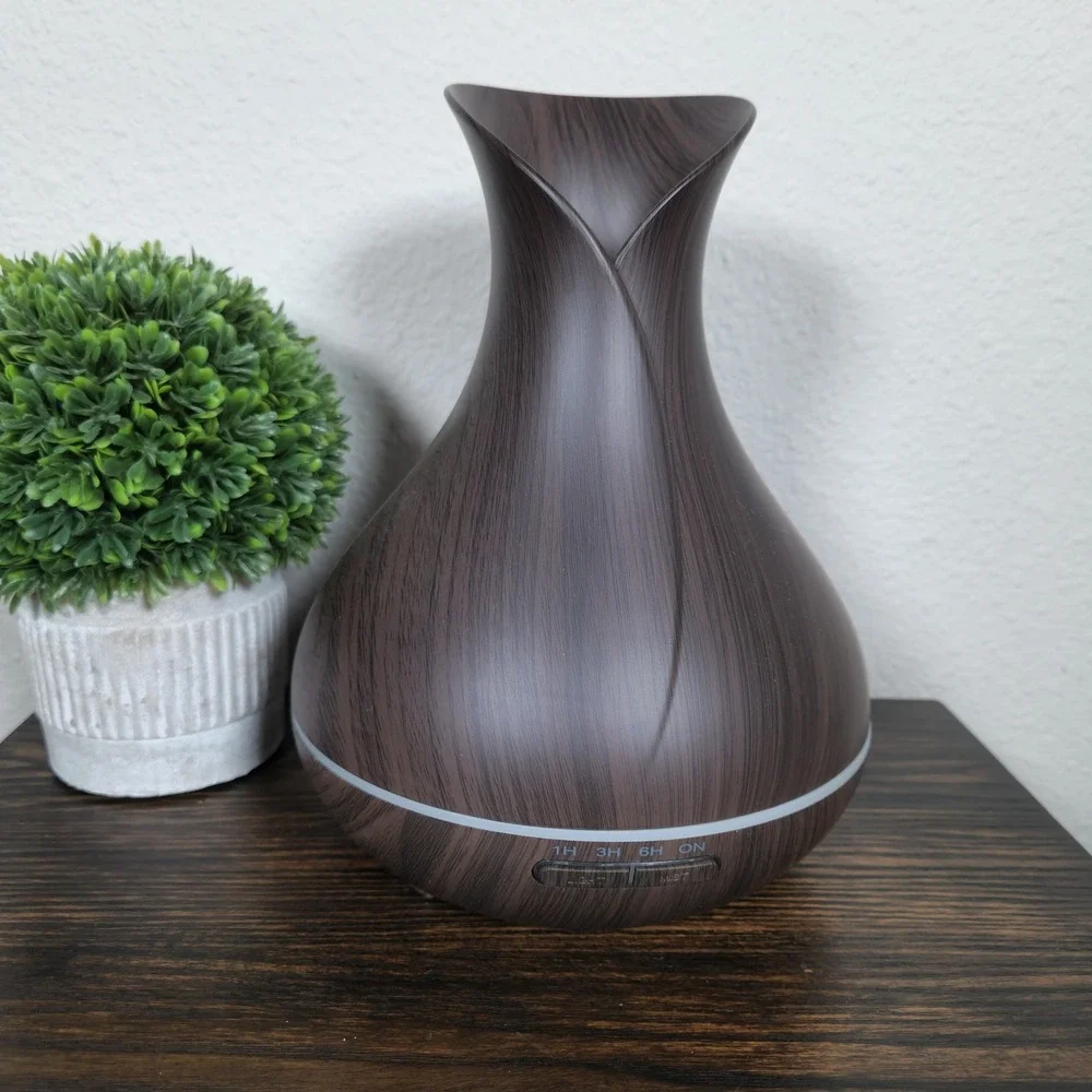 ASASUKI 400ML Wood Grain Aroma Humidifier LED Changing Mood Light
